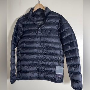 Men’s Eddie Bauer Stratuslite Down Snap Mock Neck Black Jacket Size Small New